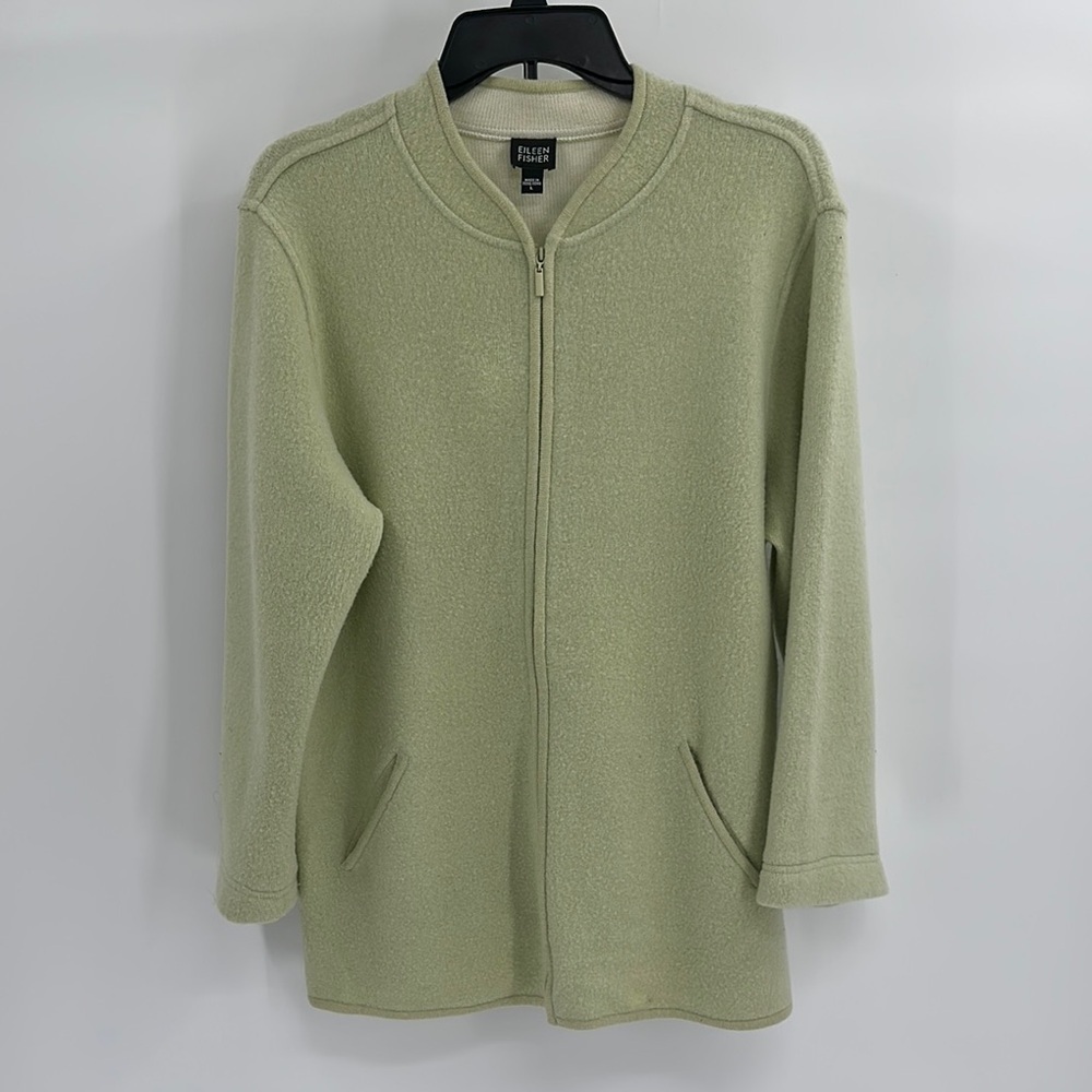 Eileen Fisher Light Green Zip-Up Sweater/Jacket Size Large